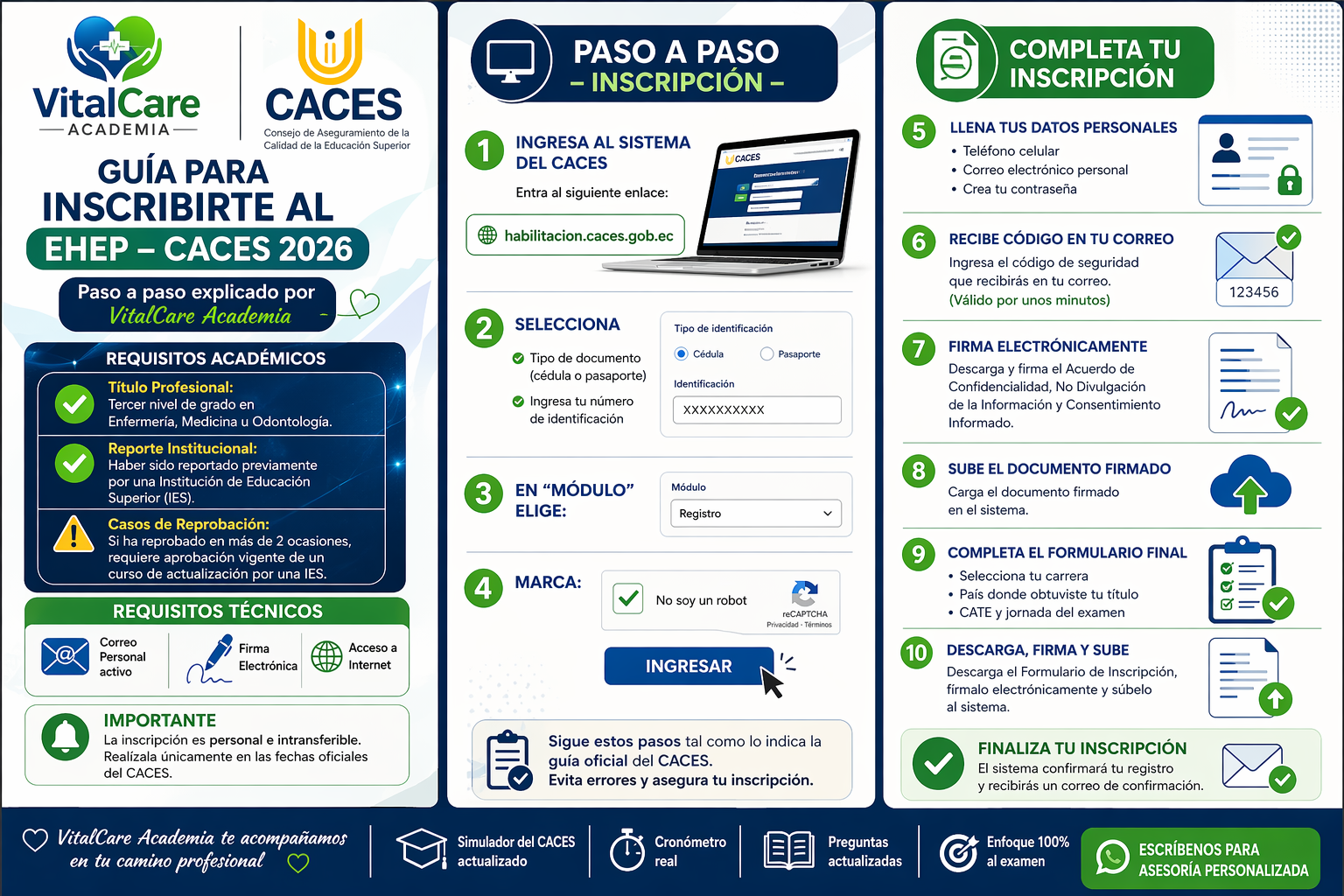 Guía de inscripción CACES 2026